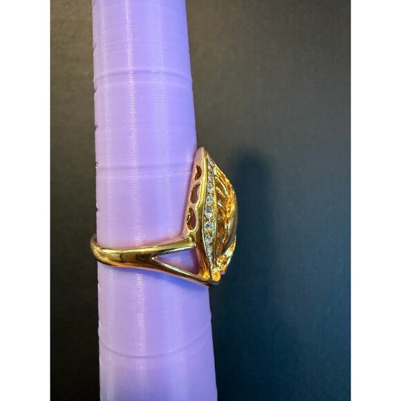 Fallon Jewelry Gold Leaf Ring Rhinestone Size 8.5 - Picture 4 of 5